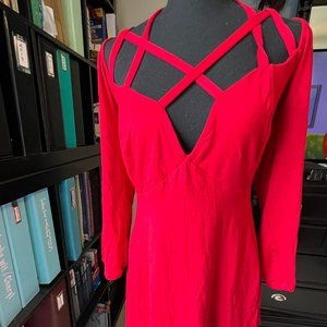 Red Strappy Top/Tunic Long Sleeve - size 1X